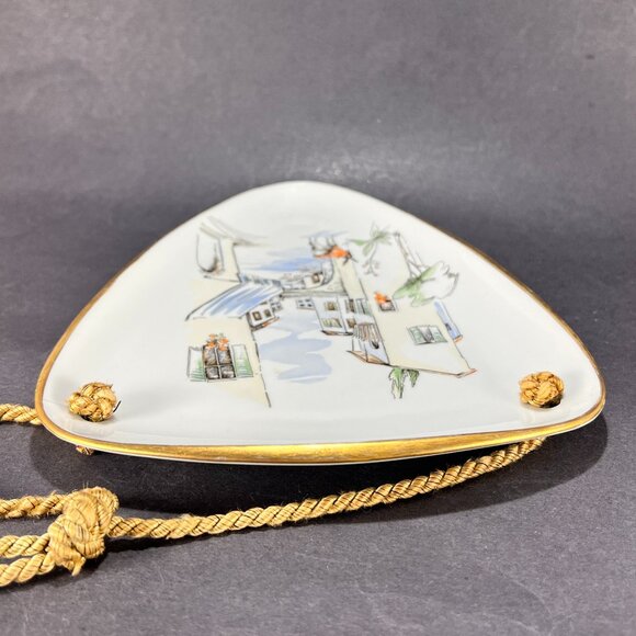 Vtg Alka Kunst Porcelain Wall Hang Plate White Rialto Germany Bavaria MCM 50s - Picture 10 of 16